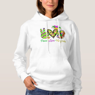 Pull À Capuche Peace Love King Cake Mardi Gras Hommes Femmes Enfa