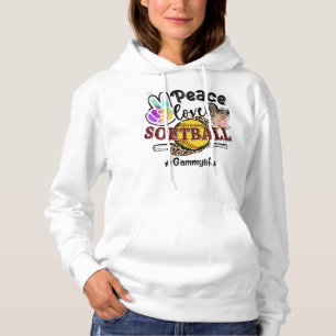 Pull À Capuche Peace Love Softball Gammy Life Maman Grand-mère Le