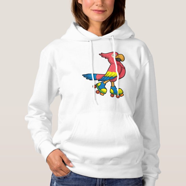 Pull À Capuche Perroquet comme patineur avec patins à rouleaux (Devant)