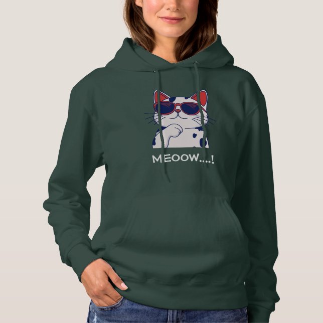 Pull À Capuche Personalized Cute Cat Hoodie with Your Text (Devant)