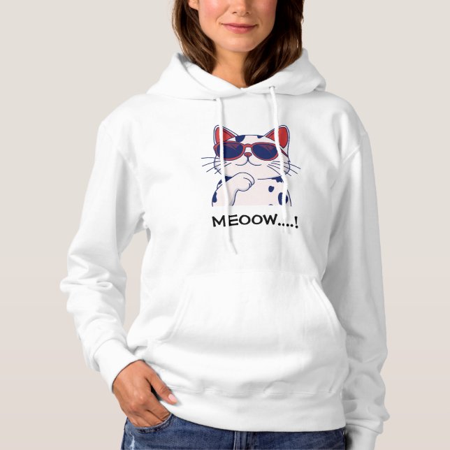 Pull À Capuche Personalized Cute Cat Hoodie with Your Text (Devant)