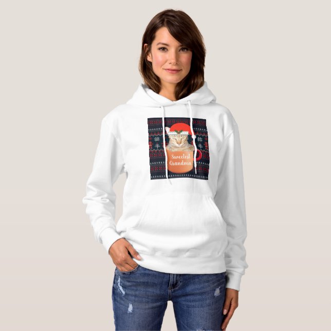 Pull À Capuche Personnaliser Nom de grand-mère Cadeau de Noël (Devant entier)