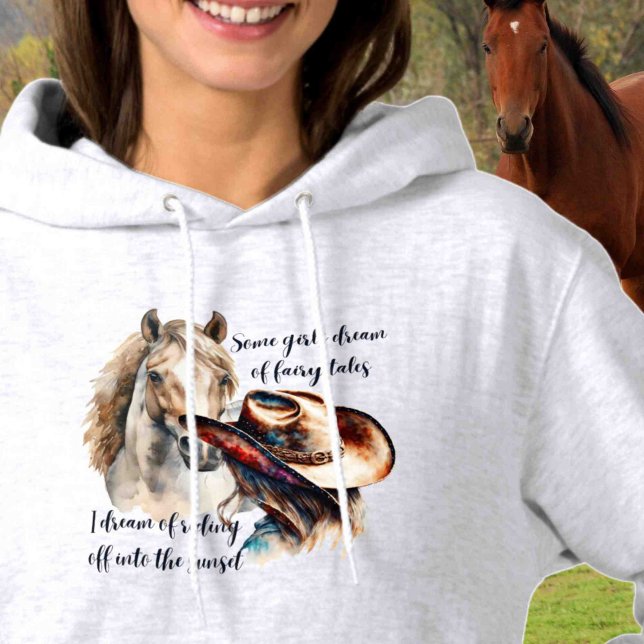 Pull À Capuche Personnaliser sur la cow-girl du Cheval Dorsal (Créateur téléchargé)