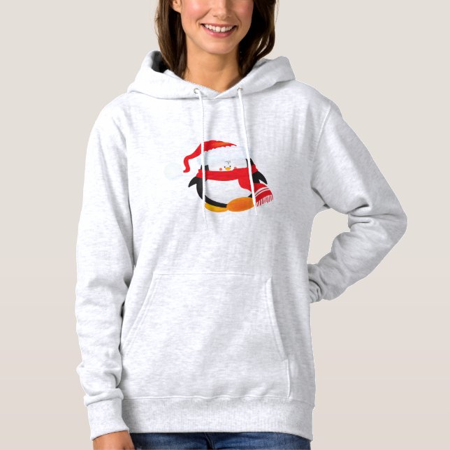 Pull À Capuche Petit manchot de Noël mignon (Devant)