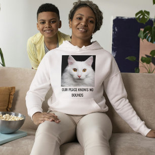 Pull À Capuche Photo de chat blanc personnalisée sur sweatshirt g