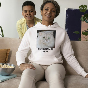 Pull À Capuche Photo de chat personnalisée pour maman de chat en