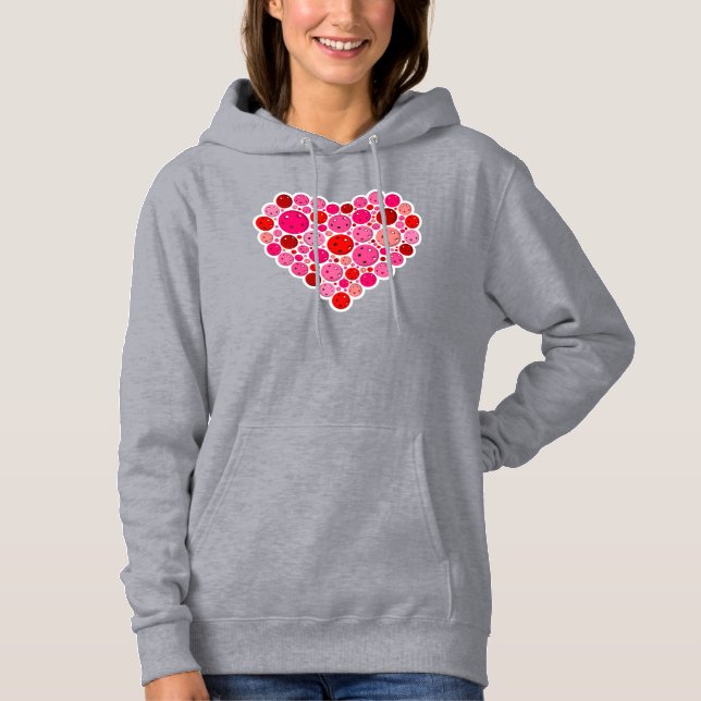 Pull À Capuche Pickleball plein coeur rose et rouge amour (Devant)
