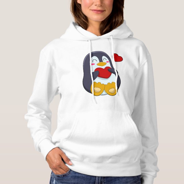 Pull À Capuche Pingouin avec coeur (Devant)