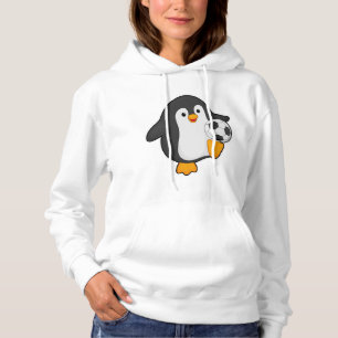 Pull À Capuche Pingouin joueur de football avec balle de football