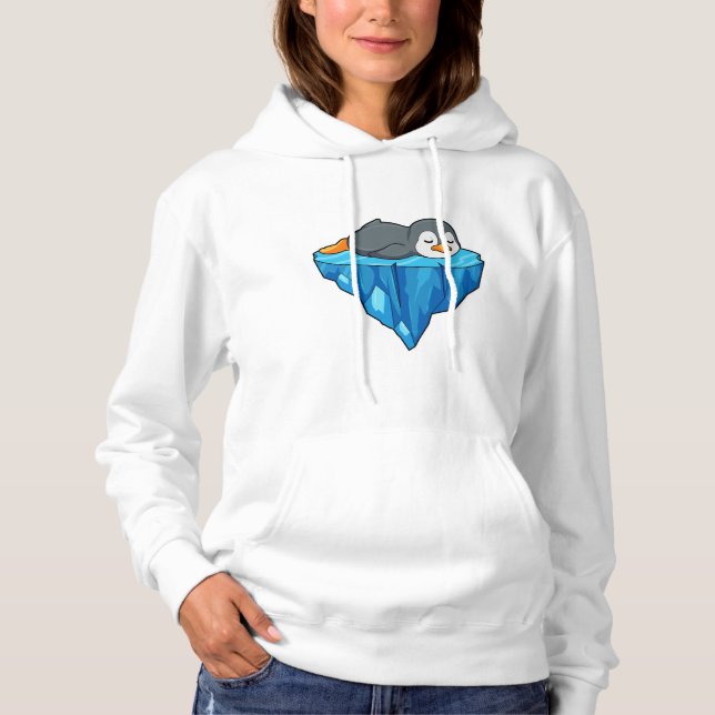 Pull À Capuche Pingouin sur glace floc (Devant)