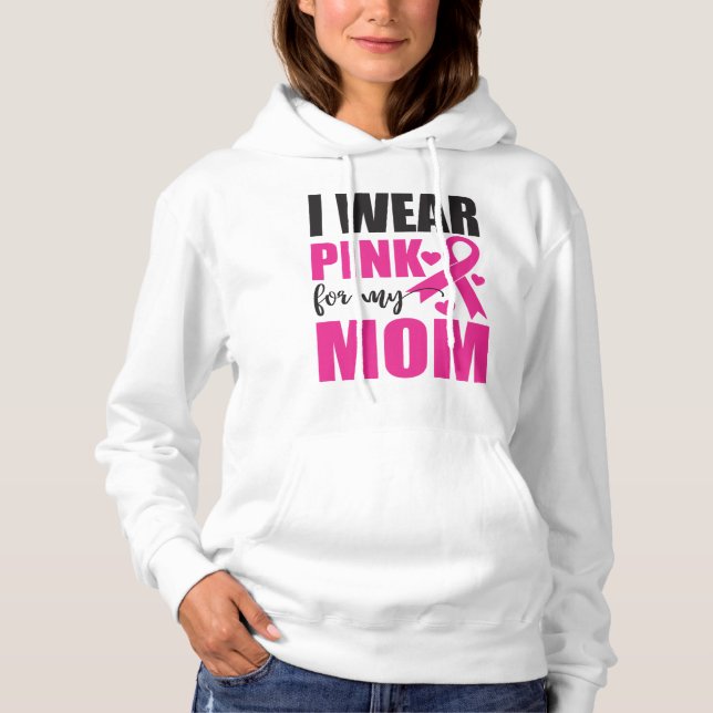 Pull À Capuche Pink Ribbon Maman Fighter Guerrier Cancer du sein (Devant)
