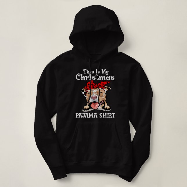 Pull À Capuche Pitbull C'est mon pyjama de Noël Pitbull Love B (Design devant)