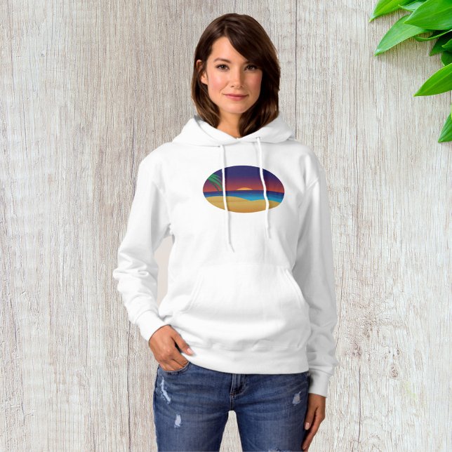 Pull À Capuche Plage de Sunset Tropical Palm Feuille Ocean Waves (Créateur téléchargé)
