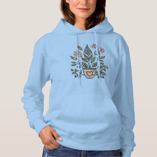 Pull À Capuche Plante aux yeux de feuille de cœur en pot