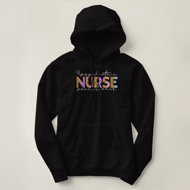 Pull À Capuche PMHNP Soins Psychiatriques Cute Praticien Leopard (Design devant)