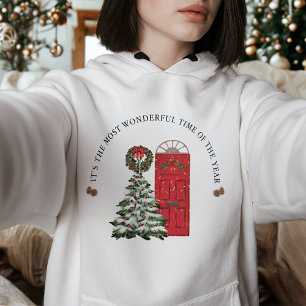 Pull À Capuche Pneus Aquarelle rouge Mignons Noël Arbre de Noël