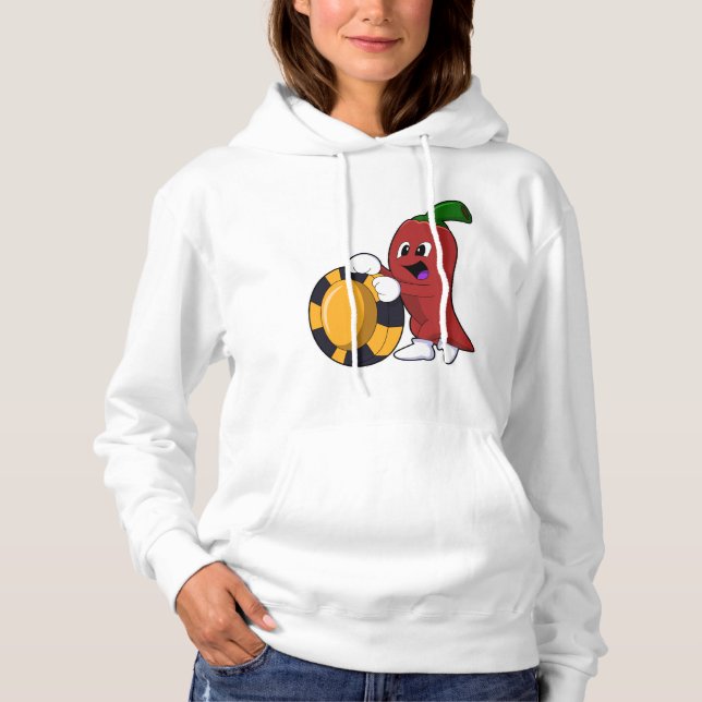 Pull À Capuche Poivre au Poker avec des jetons de Poker (Devant)