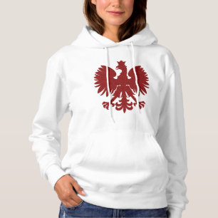 Pull À Capuche Polonais rouge Eagle de damassé