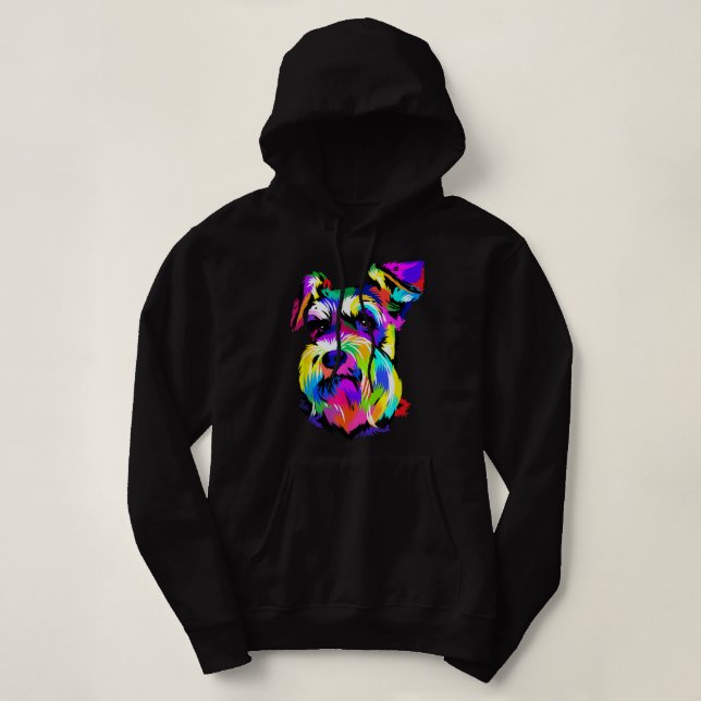 Pull À Capuche Pop Art Miniature Schnauzer Chien Amoureux des ani (Design devant)