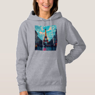 Pull À Capuche Pop Art Paris - Vibrant Retro Cityscape
