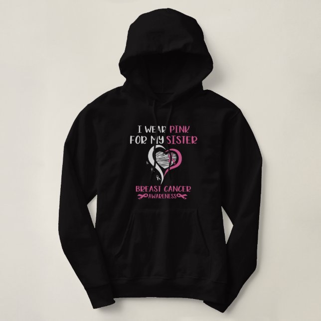 Pull À Capuche Porter Ruban rose Soeur Cancer du sein Guerrier (Design devant)