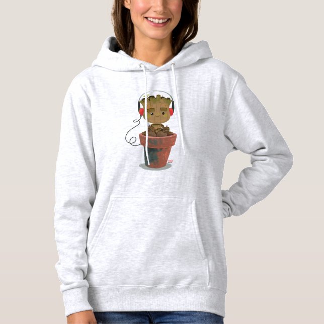 Pull À Capuche Porter un casque Groot (Devant)