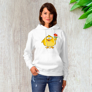 Pull À Capuche Poussin tenant une fleur drôle d'animal heureux