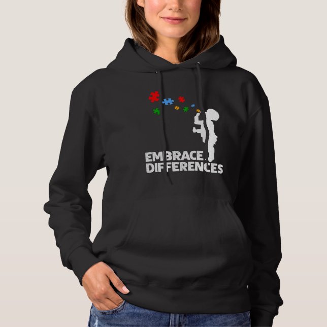 Pull À Capuche Prise en charge des différences Jour de Sensibilis (Devant)
