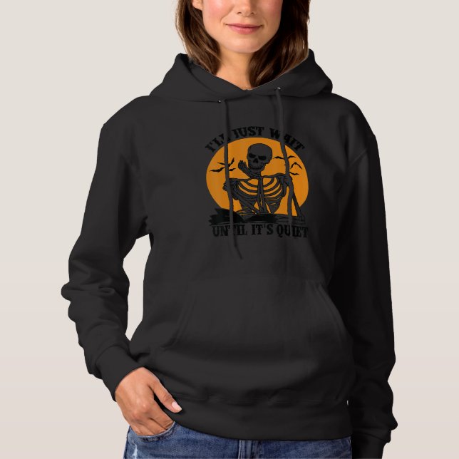 Pull À Capuche Prof de Halloween, j'attendrai simplement que ça s (Devant)