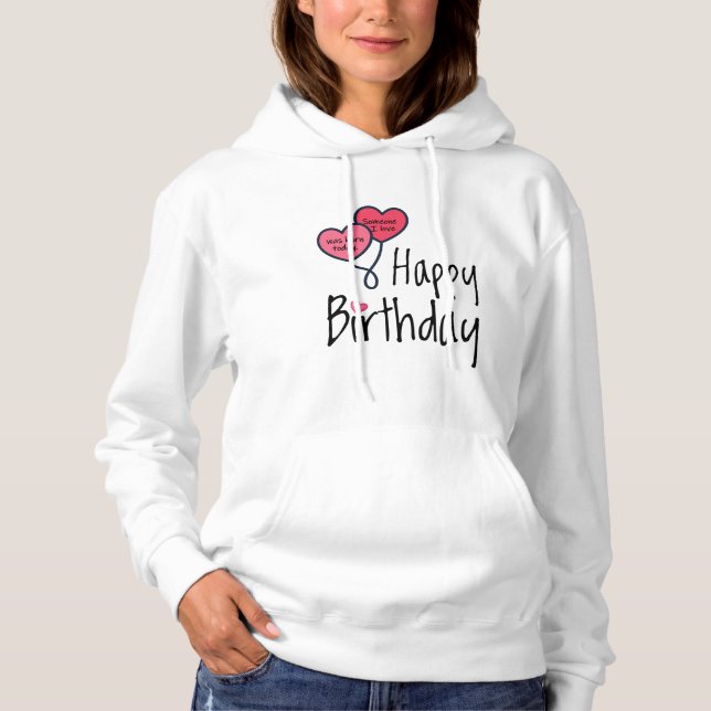 Pull À Capuche Quelqu'un que j'aime est né aujourd'hui - Joyeux a (Devant)