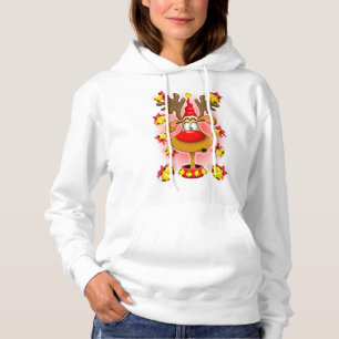 Pull À Capuche Reindeer amusant Caricature de Noël avec cloches A