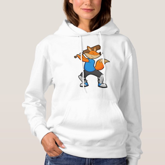 Pull À Capuche Renard au cricket avec chauve-souris de cricket (Devant)