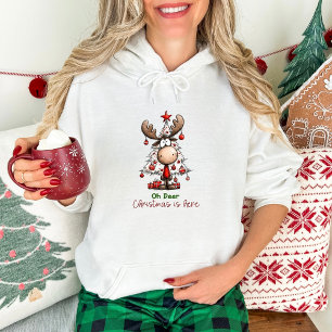 Pull À Capuche Renne Mignon de Fête “Oh Cerf, Noël est là”