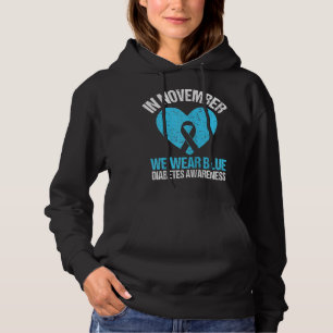 Pull À Capuche Retro En Novembre Nous Portons Blue Diabetes Sensi