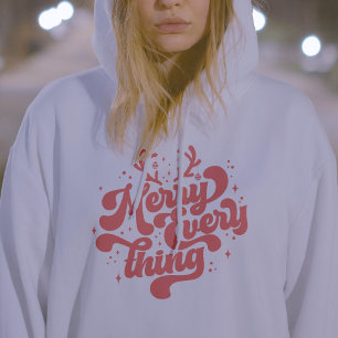 Pull À Capuche Retro Red White Merry tout Joyeux Noël