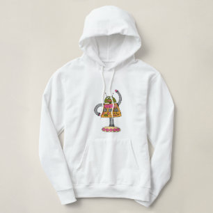 Pull À Capuche Robot Frankie, orange sur blanc