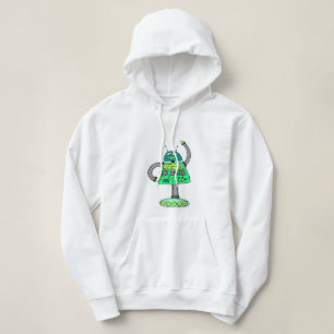 Pull À Capuche Robot Frankie, vert sur blanc