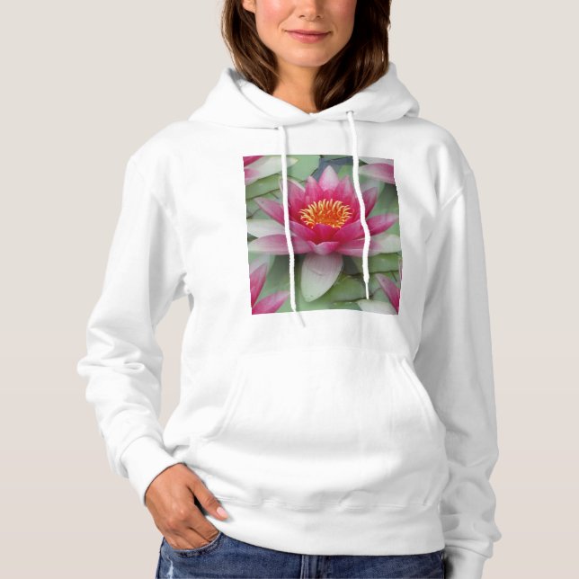 Pull À Capuche Rose Lotus Water Lily (Devant)