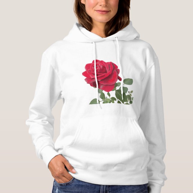 Pull À Capuche  Rose rouge - peinte à la main (Devant)
