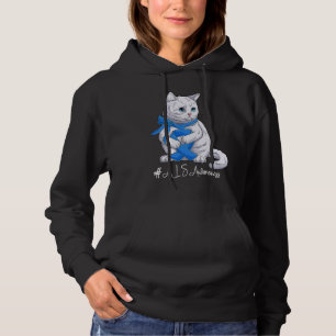 Pull À Capuche Ruban Bleu Mois de Sensibilisation à la SLA Chat M