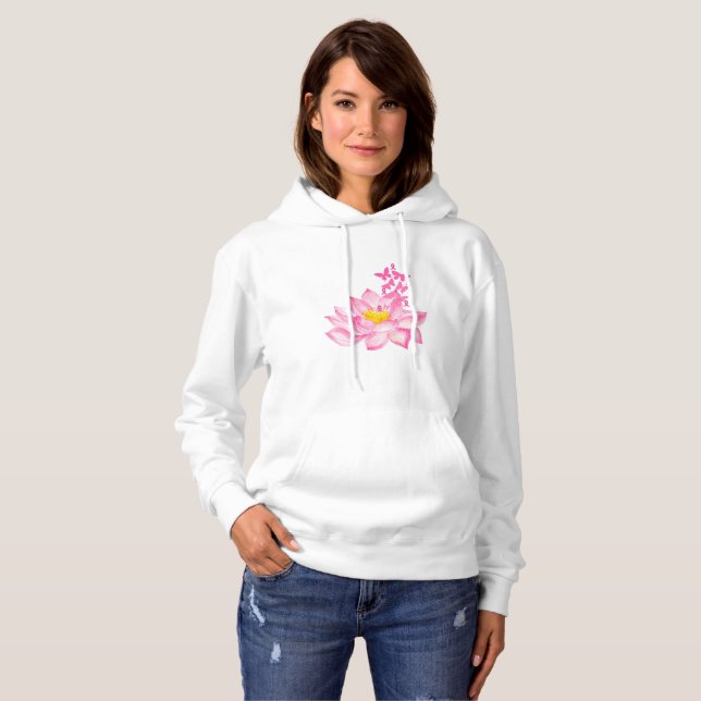 Pull À Capuche Ruban de sensibilisation au cancer du sein rose Lo (Devant entier)