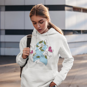 Pull À Capuche Ruban de sensibilisation bleu
