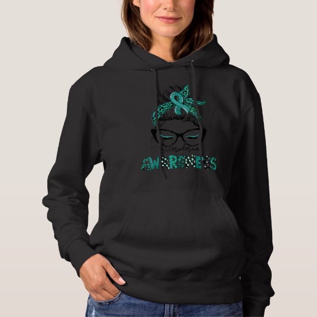 Pull À Capuche Ruban turquoise Messagerie Bun Cheveux Scleroderma (Devant)