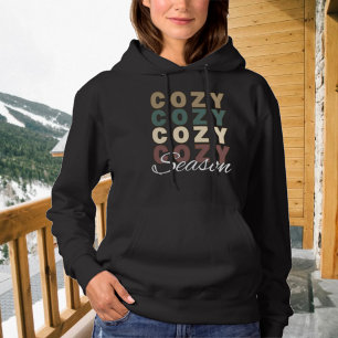 Pull À Capuche Saison cosy Boho couleurs Typographie répétée