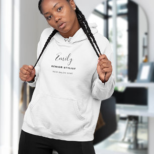 Pull À Capuche Salon des cheveux Nom d'entreprise Employé Titre d