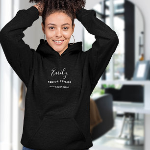 Pull À Capuche Salon des cheveux Nom d'entreprise Employé Titre d
