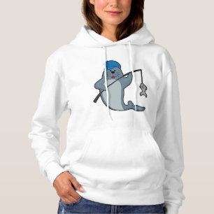 Pull À Capuche Sceau à la pêche avec bâtonnet de pêche et poisson