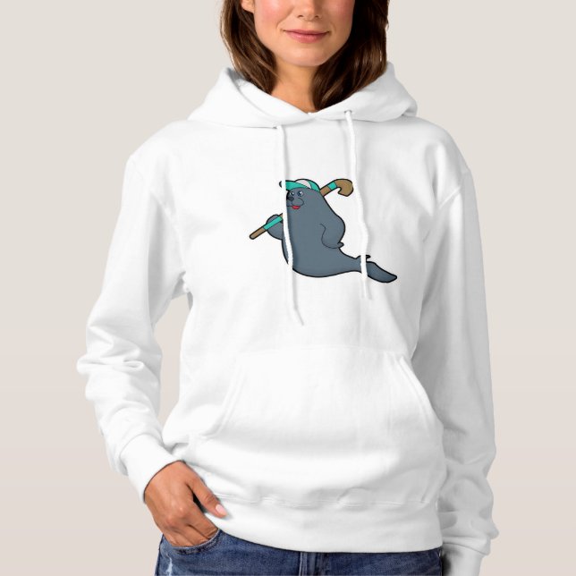 Pull À Capuche Sceau au hockey avec bâton de hockey (Devant)