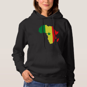 Pull À Capuche Sénégal Drapeau Afrique Continent Silhouette Pour