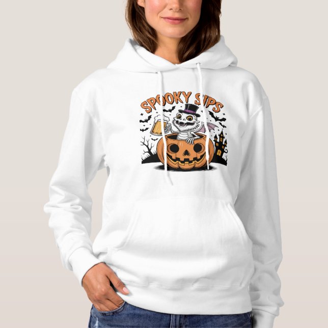Pull À Capuche Sièges éffrayants Squelette Lézard Halloween (Devant)